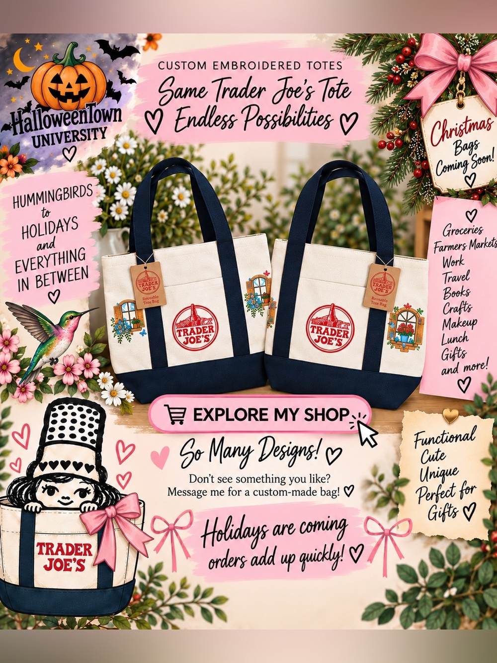 Custom Embroidered Totes • Endless Possibilities